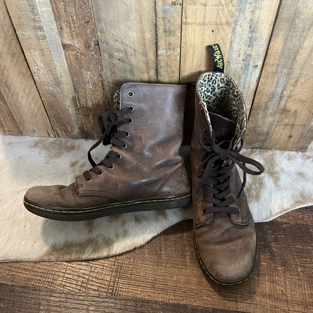 Dr. Martens Stratford Brown Leather Lace Up Boots